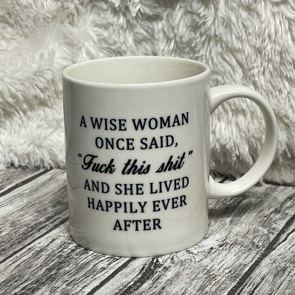 4” Wise Woman Coffee Mug Humor Funny Adult Left Right 2 Sided Excellent Cond